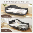 Full/Twin Size Rivet-Tufted Platform Bed with Metal Legs and Wood Slats