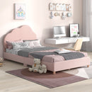 Twin Bed Frame with Height-Adjustable Headboard and Sturdy Wooden Slats-Gradient Pink