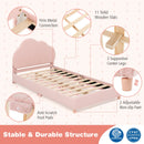 Twin Bed Frame with Height-Adjustable Headboard and Sturdy Wooden Slats