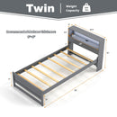 Twin Size Bed Frame with Storage Headboard and Charging Station