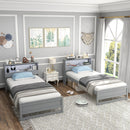 Twin Size Bed Frame with Storage Headboard and Charging Station