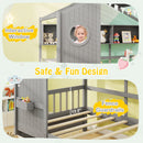 Twin Size House Bed with 2 Storage Drawers and Fence Guardrails