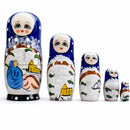 Set of 5 Winter Village Scene Nesting Dolls  6.5 Inches