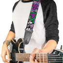 Guitar Strap - Joker Face Logo Spades Black White Purple