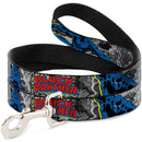 Dog Leash - BLACK PANTHER Action Poses/Stacked Comics Grays/Yellow/Blue/Red