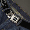 Batman Black Silver Seatbelt Belt - Batman Shield Black/Gray Webbing