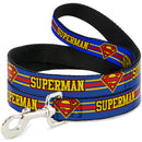 Dog Leash - SUPERMAN/Shield Stripe Blue/Yellow/Red