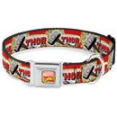 MARVEL COMICS Marvel Comics Logo Full Color Seatbelt Buckle Collar - THOR & Hammer Red/Yellow/White