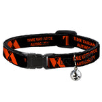 Cat Collar Breakaway with Bell - Loki Series TVA TIME VARIANCE AUTHORITY Text Black Orange - NARROW Fits 8.5-12"