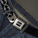 Batman Black Silver Seatbelt Belt - Batman Shield Black/Silver Webbing