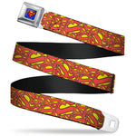 Superman Full Color Blue Seatbelt Belt - Super Shield Stacked Yellow/Red Webbing