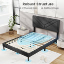 Upholstered Platform Bed with Tufted Headboard and Wooden Slats