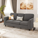 Upholstered Teddy Velvet 3-Seat Sofa with Comfy Back Pillows