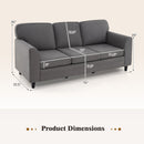 Upholstered Teddy Velvet 3-Seat Sofa with Comfy Back Pillows