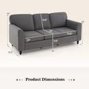 Upholstered Teddy Velvet 3-Seat Sofa with Comfy Back Pillows
