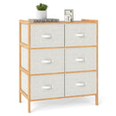 Fabric Dresser with 6 Drawers with 6 Folding Fabric Bins for Bedroom Living Room-Natural