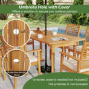 Acacia Wood 7-Piece Patio Dining Set with Umbrella Hole