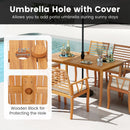 Acacia Wood Outdoor Table and Bench Chairs Set with 1.97 Inch Umbrella Hole