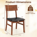 Dining Chairs Set of 2 with Rubber Wood Legs and Faux Leather Upholstered Seat-Black