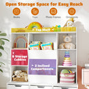 47" Children Bookcase Toy Storage Organizer Versatile Storage Cabinet-White