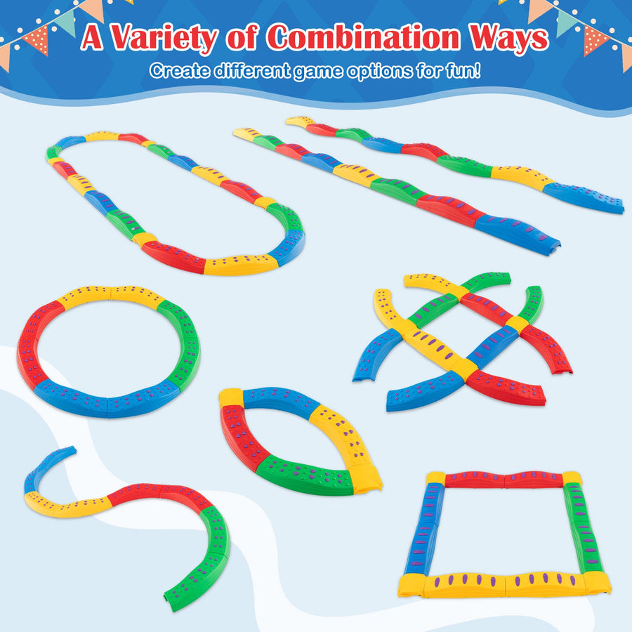 Colorful Kids Wavy Balance Beam with Textured Surface and Non-slip Foot Pads