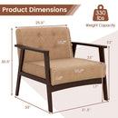 Rubber Wood Frame Accent Chair with Armrest for Living Room