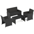 4 Pieces Patio Furniture Set with Tempered Glass Tabletop and Removable Cushion