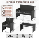 4 Pieces Patio Furniture Set with Tempered Glass Tabletop and Removable Cushion