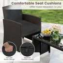 4 Pieces Patio Furniture Set with Tempered Glass Tabletop and Removable Cushion