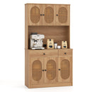 71 Inches Pantry Cabinet with Hutch and Charging Station-Natural