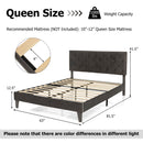 Modern 3-Piece Bedroom Furniture Set with Upholstered Queen Bed 2 Rattan Nightstands and 3-Globe Floor Lamp