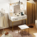 Vanity Desk with Storage Drawers and Charging Station