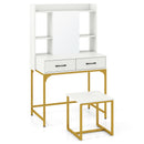 Vanity Desk with Storage Drawers and Charging Station