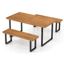 3 Pieces Patio Dining Table Set 63‚Äù Rectangle Table and 2 Backless Bench