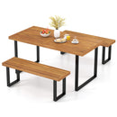 3 Pieces Patio Dining Table Set 63‚Äù Rectangle Table and 2 Backless Bench