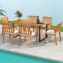 7 Pieces Patio Dining Table Set 63‚Äù Rectangle Table and 6 Acacia Wood Armchairs