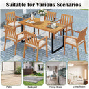 6 Pieces Patio Dining Table Set 63‚Äù Rectangle Table with 4 Acacia Wood Armchairs and Backless Bench