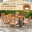 6 Pieces Patio Dining Table Set 63‚Äù Rectangle Table with 4 Acacia Wood Armchairs and Backless Bench