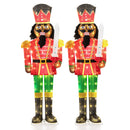 Set of 2 5 FT Lighted Christmas Nutcracker with Glitter Sword