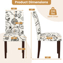 Button Tufted Fabric Upholstered Wooden Dining Chair Set of 2 with High Curved Back