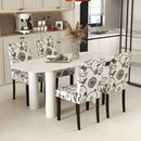 Button Tufted Fabric Upholstered Wooden Dining Chair Set of 2 with High Curved Back