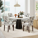 Button Tufted Fabric Upholstered Wooden Dining Chair Set of 2 with High Curved Back