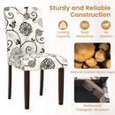 Button Tufted Fabric Upholstered Wooden Dining Chair Set of 2 with High Curved Back