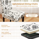 Button Tufted Fabric Upholstered Wooden Dining Chair Set of 2 with High Curved Back