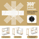 360¬∞ Rotating Sofa Side Table with Storage Bookcase and Hooks for Living Room-White