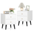 Nightstand Set of 2 Mid Century Modern Bedside Table with Golden Knobs and Raised Support Legs