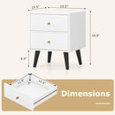 Nightstand Set of 2 Mid Century Modern Bedside Table with Golden Knobs and Raised Support Legs