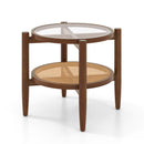 3-Piece Rattan Living Room Furniture Set with Tempered Glass Tabletop and Accent Chair