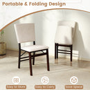 Foldable Dining Chair Set of 2 Armless Kitchen Chair with Padded Seat and Tilt Backrest