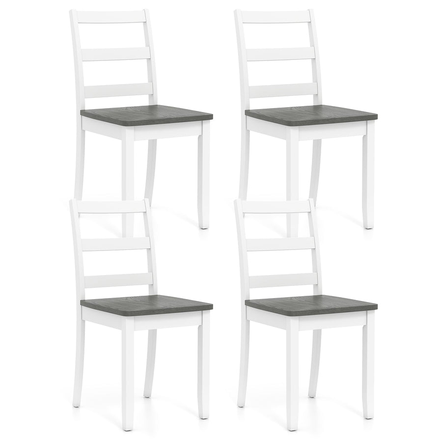 Set of 4 Wood Dining Chairs with Solid Rubber Wood Legs